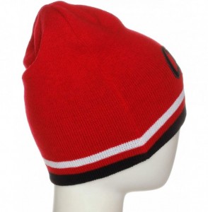 Skullies & Beanies USA Sports City State Cuffless Beanie Knit Hat Cap - Chicago Red/Black - C312O4VKNA1