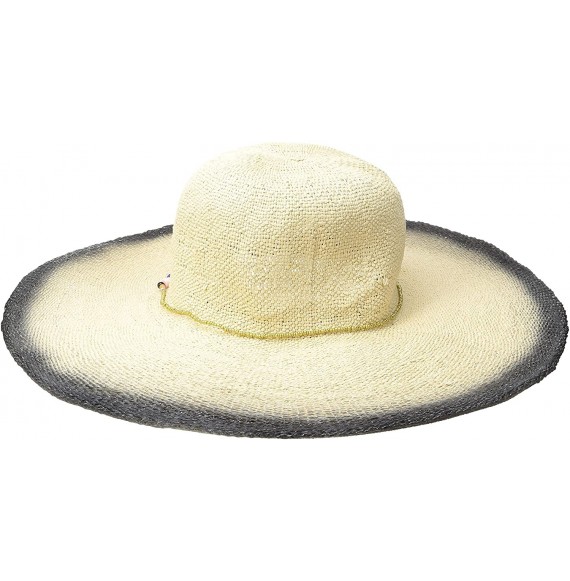 Sun Hats Women's Fine Weave Round Crown Sun Hat with Dyed Edges - Natural/Black - CW126AOQ5LX