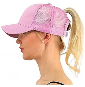 Skullies & Beanies Ponytail Cap Messy Trucker Adjustable Visor Baseball Cap Hat Unisex - Black & Pink - CF18EYKW6KC