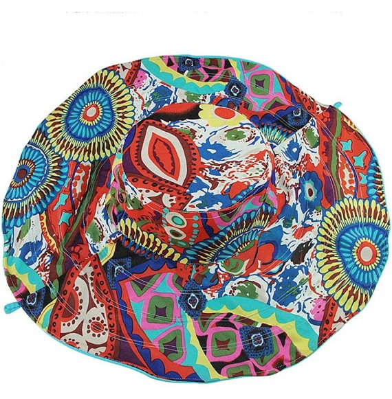 Sun Hats Women's Foldable Floppy Reversible Travel Beach Sun Visor Hat Wide Brim UPF 50+ - Blue - CJ124CGXIKN