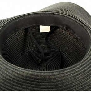 Sun Hats Metal Rivets Hatband Floppy Wide Brim 4" Summer Beach Pool Sun Hat - Black - CI18D39E5Z6