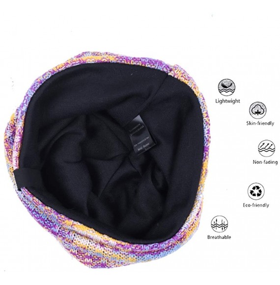 Skullies & Beanies Women Oversized Slouchy Beanie Knit Hat Colorful Long Baggy Skull Cap for Winter - 309w-purple/Multi - CA1...