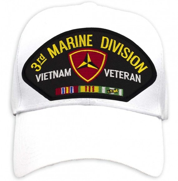 Baseball Caps USMC - 3rd Marine Division - Vietnam Hat/Ballcap Adjustable One Size Fits Most - White - CO18HWRQAR2