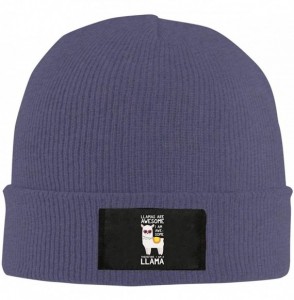 Skullies & Beanies Mens Womens Llamas are Awesome Knit Beanie Hats 100% Acrylic Daily Headwear - Navy - CD18AXQ8WZR