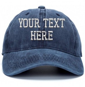 Baseball Caps Custom Embroidered Baseball Hat Personalized Adjustable Cowboy Cap Add Your Text - Retro Navy - CN18HTOZLWA