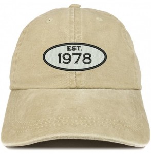 Baseball Caps Established 1978 Embroidered 42nd Birthday Gift Pigment Dyed Washed Cotton Cap - Khaki - CG180N604YL