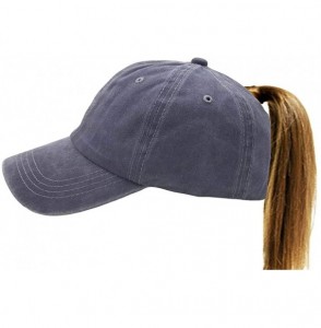 Baseball Caps Women's Ponytail Distressed Baseball Hat Cotton Washed - Grey - CF18HYSLAEE