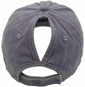 Baseball Caps Women's Ponytail Distressed Baseball Hat Cotton Washed - Grey - CF18HYSLAEE