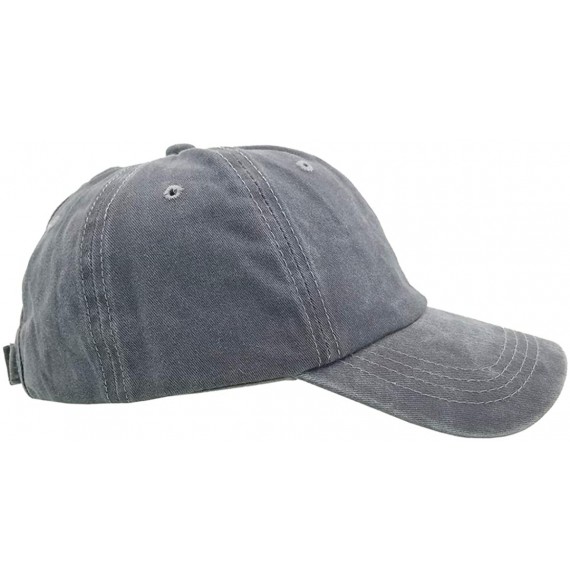 Baseball Caps Women's Ponytail Distressed Baseball Hat Cotton Washed - Grey - CF18HYSLAEE