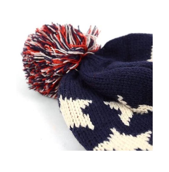 Skullies & Beanies Winter Hat - Knit- Cuffed Beanie with Pom Pom- USA Flag Design- Warm Fun for Cold Days- Small-Medium - CU1...