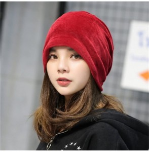 Skullies & Beanies Women Slouchy Beanie Mix Knit Skully Ski Cap Warm Winte Soft Hats - Red - CJ1868LGCMG