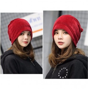 Skullies & Beanies Women Slouchy Beanie Mix Knit Skully Ski Cap Warm Winte Soft Hats - Red - CJ1868LGCMG