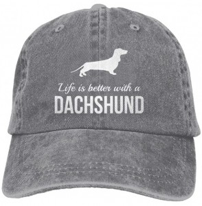 Baseball Caps Unisex Baseball Cap Denim Hat Life is Better with Dachshund Adjustable Snapback Sunbonnet - Ash - C318GTK4Z25