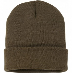 Skullies & Beanies Soft-Knit Turn Up Beanie Hat - Slouchy Beanie Hat - Olive - C512LLFKJCN