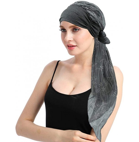 Skullies & Beanies Chemo Headwear Headwrap Scarf Cancer Caps Gifts for Hair Loss Women - Gray Health - CV18CHY9E50