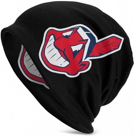 Skullies & Beanies Black Chief Wahoo Fashion Adult Men's Knit Hat - C21930ML0N4