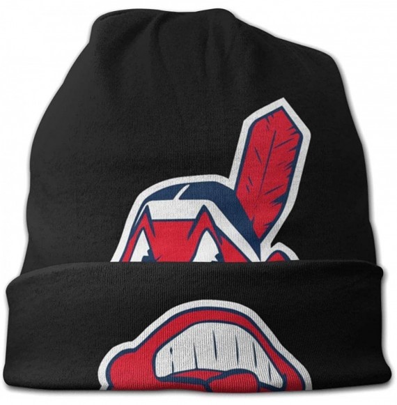 Skullies & Beanies Black Chief Wahoo Fashion Adult Men's Knit Hat - C21930ML0N4