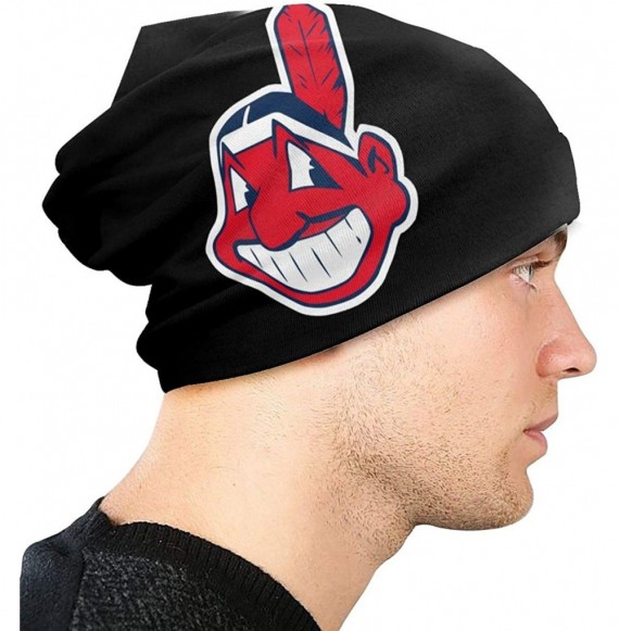 Skullies & Beanies Black Chief Wahoo Fashion Adult Men's Knit Hat - C21930ML0N4