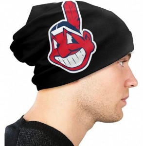 Skullies & Beanies Black Chief Wahoo Fashion Adult Men's Knit Hat - C21930ML0N4