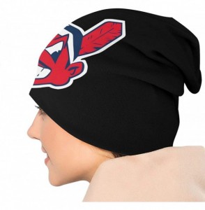 Skullies & Beanies Black Chief Wahoo Fashion Adult Men's Knit Hat - C21930ML0N4