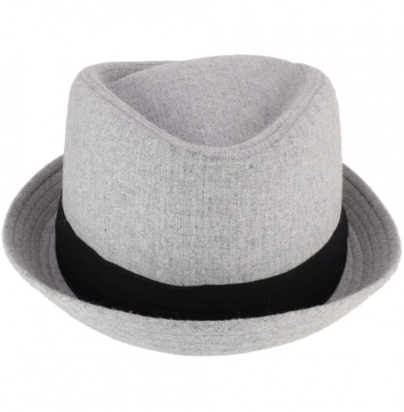 Fedoras Cotton Wool Blend Upbrim Porkpie Fedora Hat - Charcoal - CC18GNEMQ2E