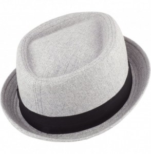 Fedoras Cotton Wool Blend Upbrim Porkpie Fedora Hat - Charcoal - CC18GNEMQ2E