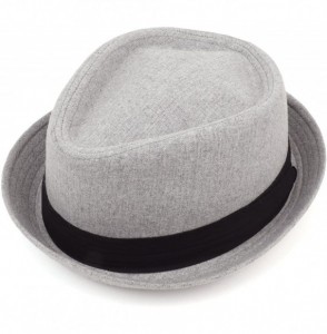 Fedoras Cotton Wool Blend Upbrim Porkpie Fedora Hat - Charcoal - CC18GNEMQ2E