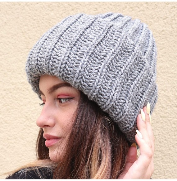 Skullies & Beanies Slouchy Beanie Oversized Warm Winter Dreadlock Hat for Women Knit Beanie for Men - Grey - CU18YN9DA0L