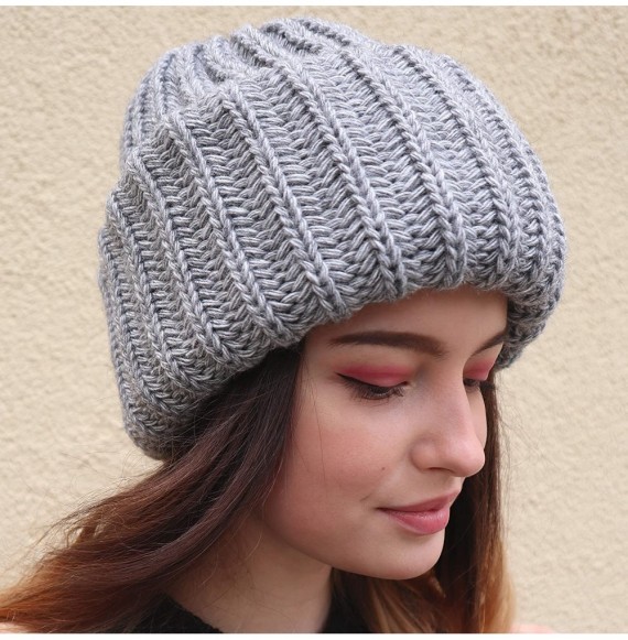 Skullies & Beanies Slouchy Beanie Oversized Warm Winter Dreadlock Hat for Women Knit Beanie for Men - Grey - CU18YN9DA0L