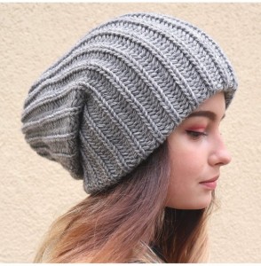 Skullies & Beanies Slouchy Beanie Oversized Warm Winter Dreadlock Hat for Women Knit Beanie for Men - Grey - CU18YN9DA0L