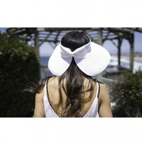 Sun Hats Lullaby Women's UPF 50+ Packable Wide Brim Roll-Up Sun Visor Beach Straw Hat - White - CR1842580R5