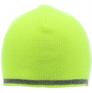 Skullies & Beanies Sports Visor Billed Knit Radar Cuff Beanie - Reflective Stripe Neon Yellow - CO194X6ECMX