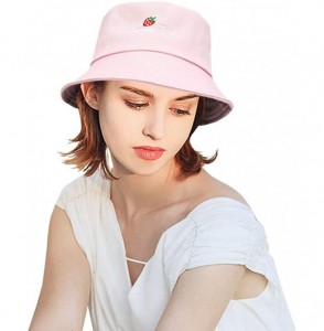 Sun Hats Fashion Fruit Bucket Hat for Women Trendy Strawberry Painted Foldable Summer Cotton Fisherman Sun Caps - CR18QIZ0L7D