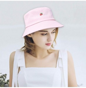 Sun Hats Fashion Fruit Bucket Hat for Women Trendy Strawberry Painted Foldable Summer Cotton Fisherman Sun Caps - CR18QIZ0L7D