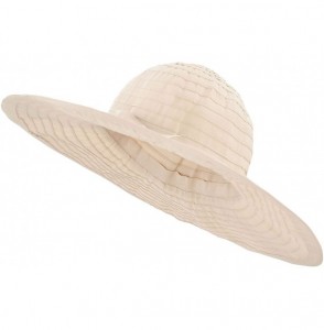 Sun Hats Women's Spring Wide Large Brim Roll-Up Ribbon Beach Sun Hat - Beige - CM12DF1OQVV