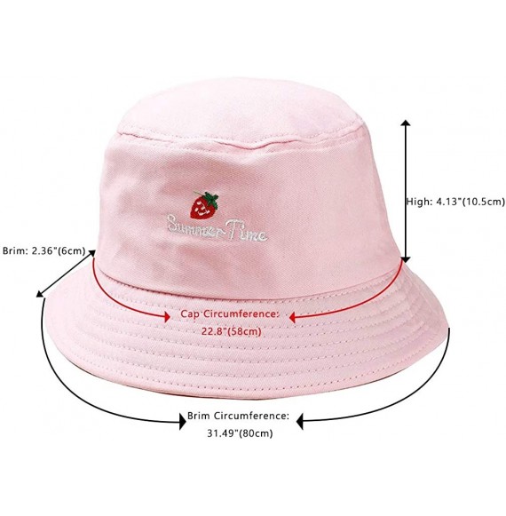 Sun Hats Fashion Fruit Bucket Hat for Women Trendy Strawberry Painted Foldable Summer Cotton Fisherman Sun Caps - CR18QIZ0L7D