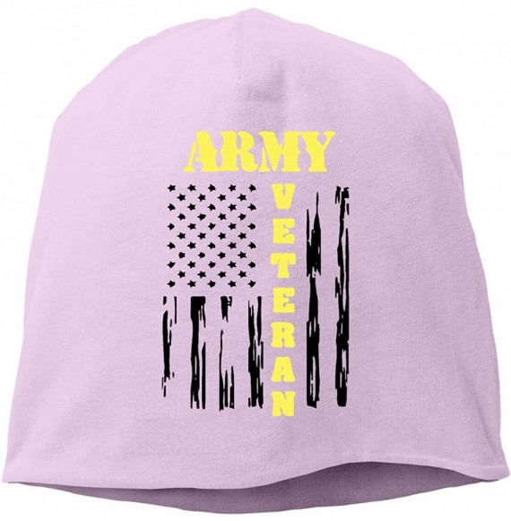 Skullies & Beanies US Army Veteran - Distressed American Flag Men Women Winter Skull Cap Snowboarding Beanie Hat - Pink - CN1...