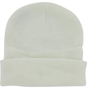 Skullies & Beanies Plain Knit Cap Cold Winter Cuff Beanie (40+ Multi Color Available) - White - CQ11OMKKQMD