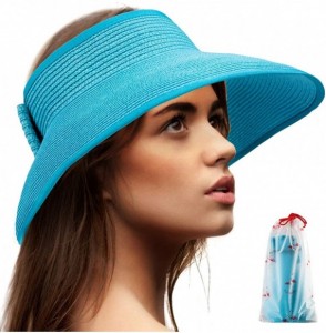 Sun Hats Foldable Sun Visors for Women - Beach Hat Wide Brim Sun Hat Roll-Up Straw Hat - CQ18UIQ8DE7