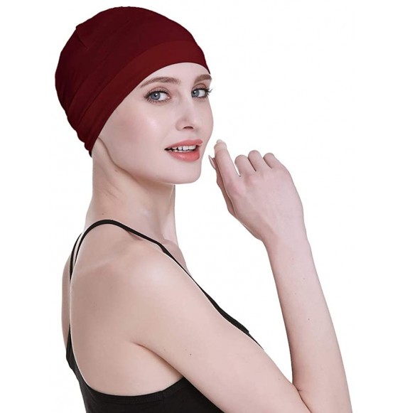 Skullies & Beanies Bamboo Sleep Cap for Hair Loss Home Head Cover for Chemo Women Bike Hard Hat Helmet Liner Cotton Beanie - ...