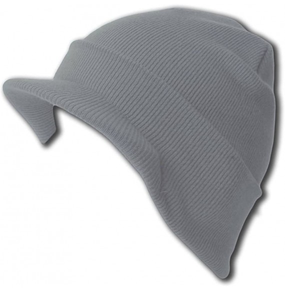 Skullies & Beanies Cuff Beanie Visor Skull Cap Hat Beanie - Light Grey - CV11C03YETF