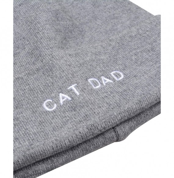 Skullies & Beanies Cat Dad Embroidery Knit Beanie Toque - Grey - CB18A9DLUAT