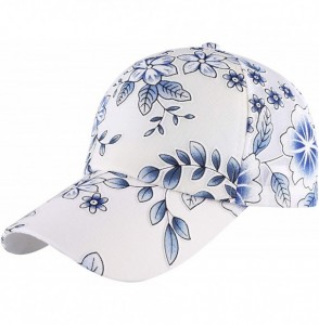 Baseball Caps Womens Floral Print Baseball Cap Adjustable Trucker Baseball Cap - Flower Blue - C818SSMEEHE