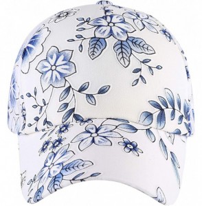 Baseball Caps Womens Floral Print Baseball Cap Adjustable Trucker Baseball Cap - Flower Blue - C818SSMEEHE