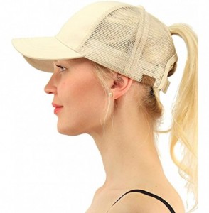 Baseball Caps Ponycap Messy High Bun Ponytail Baseball Hat Unisex Adjustable Glitter Trucker Hat - Beige - CL18EEHW7WC