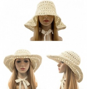 Sun Hats Floppy Straw Sun Hat for Women Girls-Mid Brimmed-Head Girth 22-23" - Beige 1 - CD18DYOT9Q9