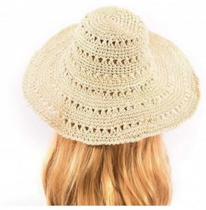 Sun Hats Floppy Straw Sun Hat for Women Girls-Mid Brimmed-Head Girth 22-23" - Beige 1 - CD18DYOT9Q9