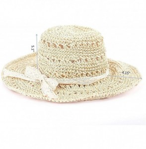 Sun Hats Floppy Straw Sun Hat for Women Girls-Mid Brimmed-Head Girth 22-23" - Beige 1 - CD18DYOT9Q9