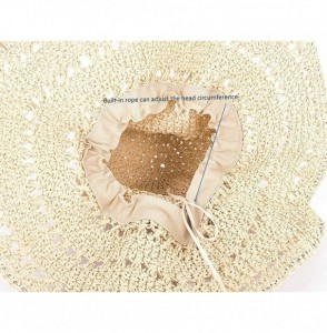 Sun Hats Floppy Straw Sun Hat for Women Girls-Mid Brimmed-Head Girth 22-23" - Beige 1 - CD18DYOT9Q9