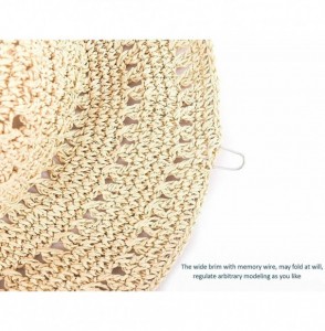 Sun Hats Floppy Straw Sun Hat for Women Girls-Mid Brimmed-Head Girth 22-23" - Beige 1 - CD18DYOT9Q9